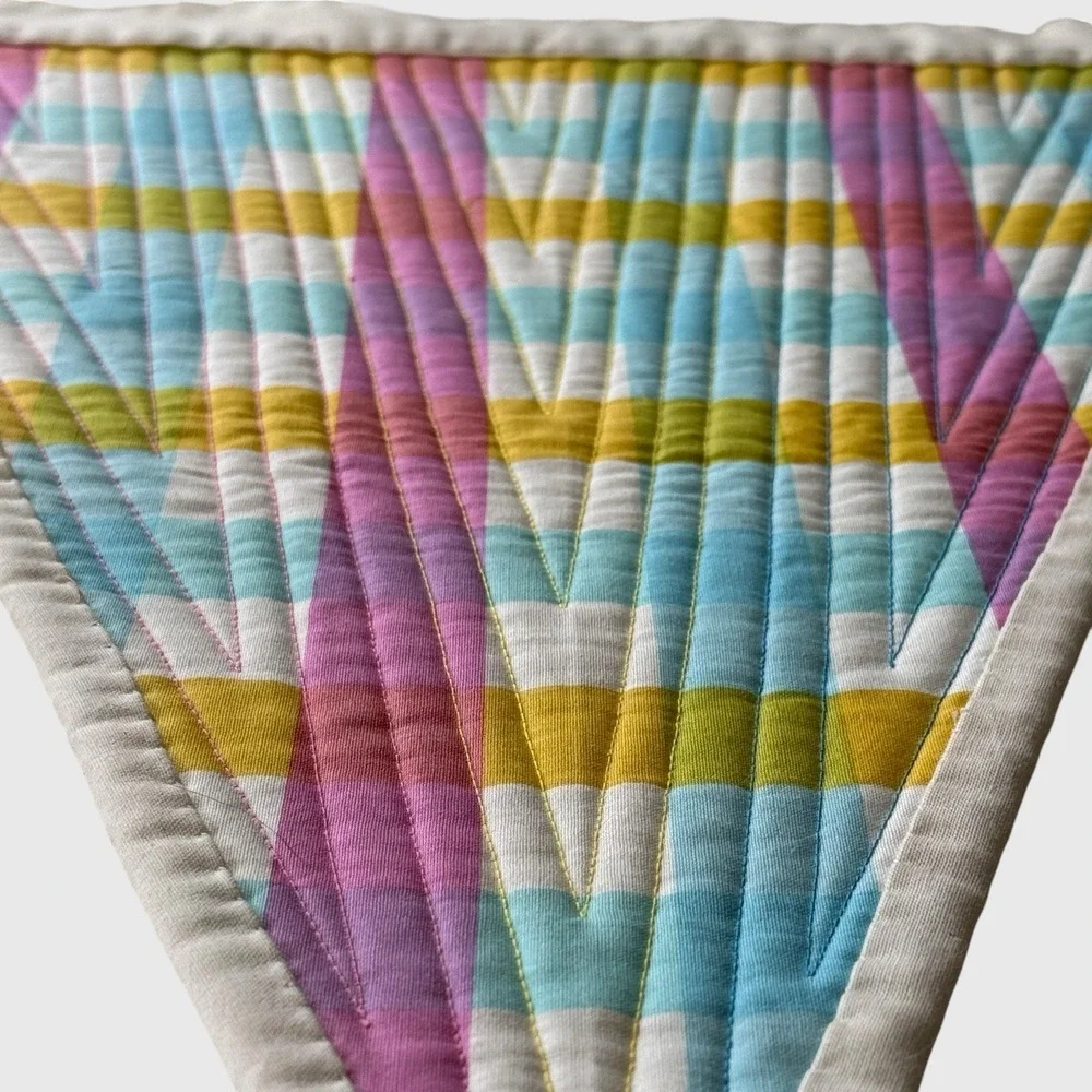 Handcrafted Pansexual Pride Pennant Banner Quilt Wall Hanging Modern 15.5x20.75